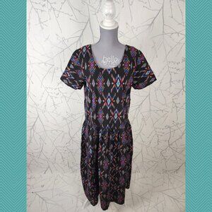 Pogadakamagizowin Black Aztec Print Flowy Midi Dress